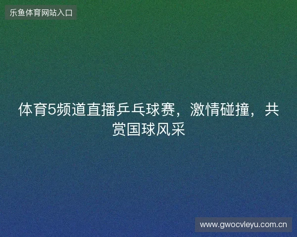 体育5频道直播乒乓球赛，激情碰撞，共赏国球风采